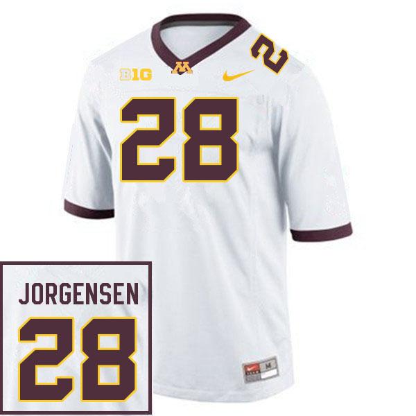 Men #28 Zach Jorgensen Minnesota Golden Gophers College Football Jerseys Sale-White